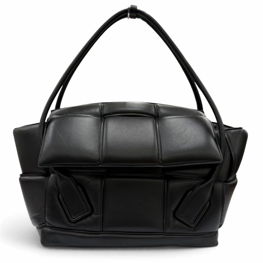 BOTTEGA VENETA 573400 Padded Large Arco Handbag, Leather, Black, Made in Ital...